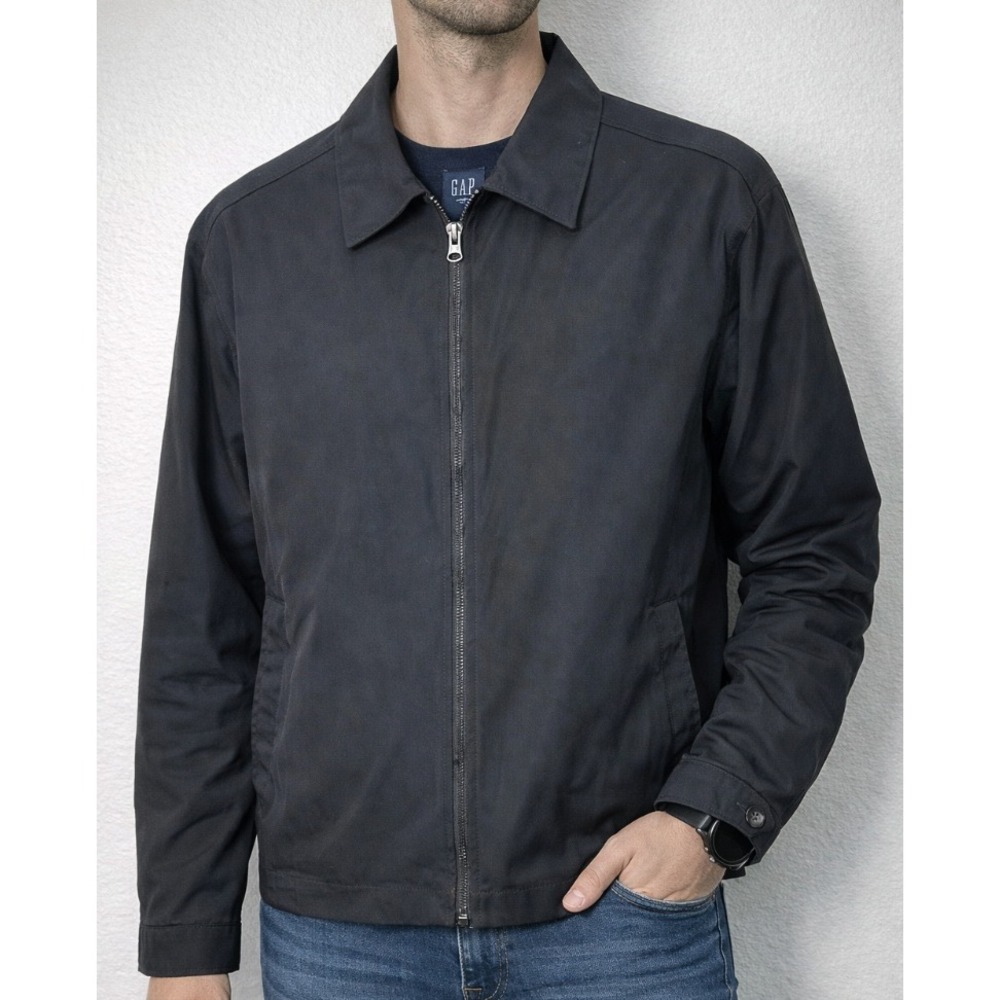 NWT GAP Men Classic Black Full‎ Zip Lightweight Jacket Size XL